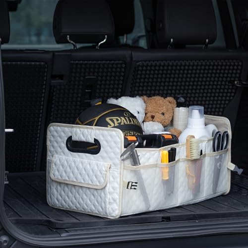 Car Trunk Organizer for SUV, Collapsible Car Storage Organizer Large Beige - Image 3