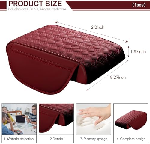 Car Armrest Cushion, 12.2"x8.3" Memory Foam Console Pad - Image 2