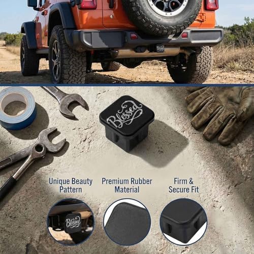 2 Inch Sparkly Bling Blessed Trailer Hitch Cover Rubber Receiver Tube Plug Cap - Image 3