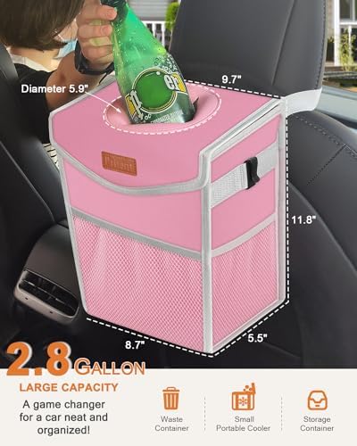 Pritent Car Trash Can with Lid Leakproof Car Garbage Bag Vehicle Trash Bin - Image 2