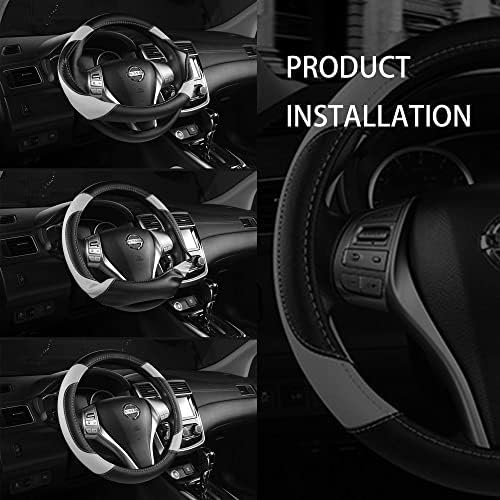 Leather Car Steering Wheel Cover, Universal Fit - Image 6