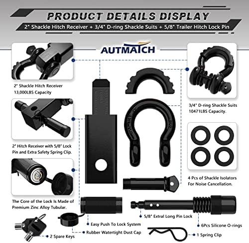AUTMATCH Shackle Hitch Receiver 2 Inch - Image 3