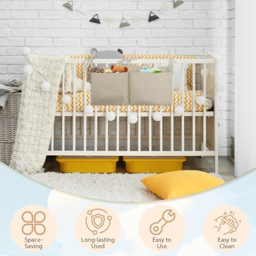 flintronic Baby Bedside Hanging Bag, Cotton Baby Bed Storage Hanging Bag - Image 5