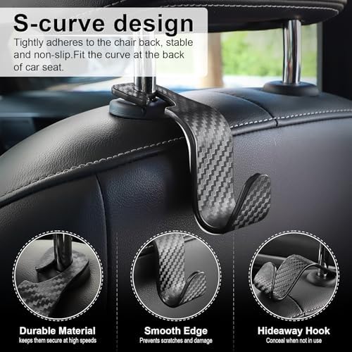 LivTee Car Purse Hook, 4 Pack Universal Auto Seat Headrest Hook Hangers - Image 2