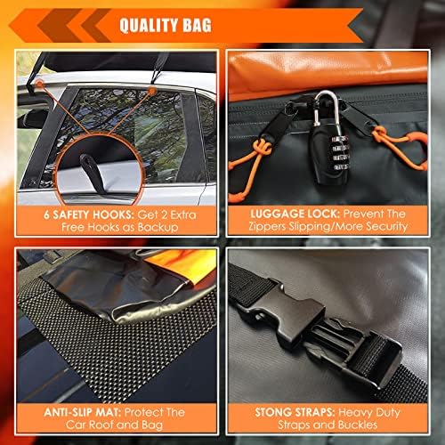 Car Roof Bag Rooftop Cargo Carrier Bag Waterproof 20 Cubic Feet roof Cargo - Image 5