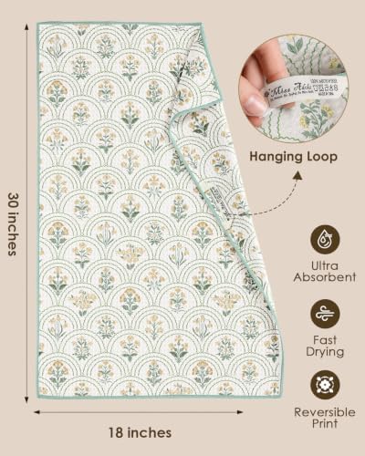 Miss Adola 2pcs Double-Sided Microfiber Kitchen Towels, Vintage Block - Image 4