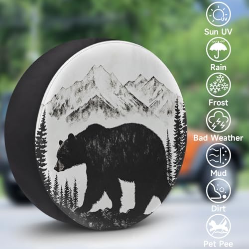 Bear Black Spare Tire Cover Dust-Proof Wheel Protector - Image 3