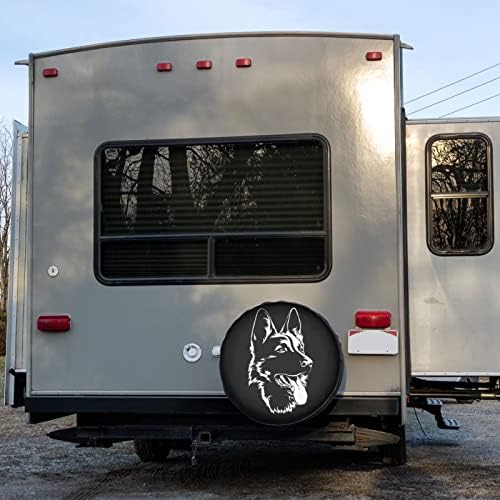 Black German Shepherd Spare Tire Cover Dust-Proof Wheel Tire Cover Fit Trailer - Image 6