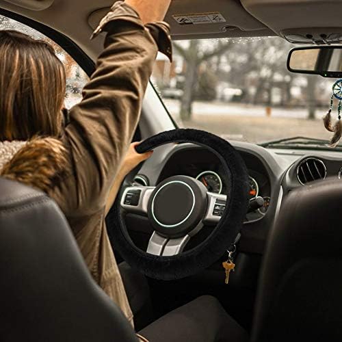Fluffy Steering Wheel Cover for Women Girls, Accmor Universal Fit 15 inch Fur - Image 5