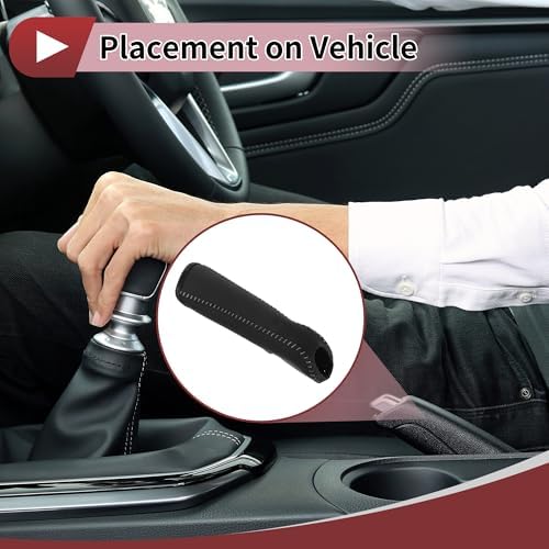 Car Handbrake Cover Leather Black Textured - Image 3