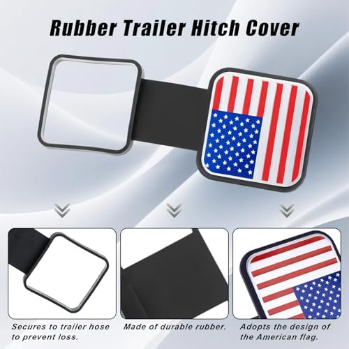 Rubber American Flag Trailer Hitch Cover 2 Inch, Tow Tube Cover Plug Cap - Image 3