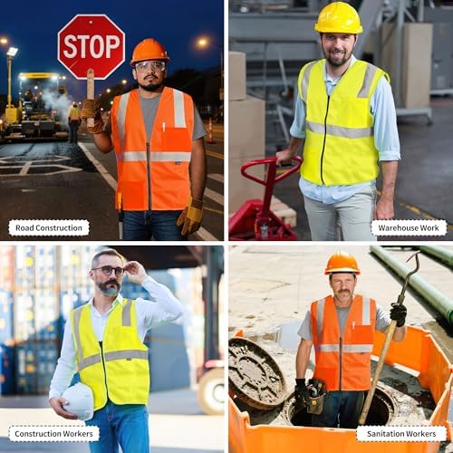AYKRM 2 Pocket Mesh High Visibility Reflective Safety Vest - Image 6