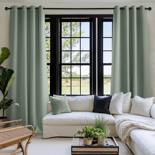 NICETOWN Room Darkening Draperies Curtains Panels, 2 Panels Sage Green W52 x - Image 2