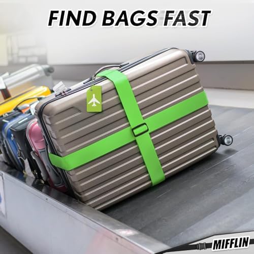 Luggage Straps - Neon Green, 2 Inches Wide, 4 Pack - Adjustable Nylon Belt - Image 7