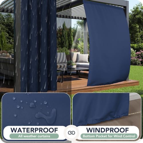 Outdoor Curtains for Patio Waterproof, 8 Panels, Rod Pocket - Image 2