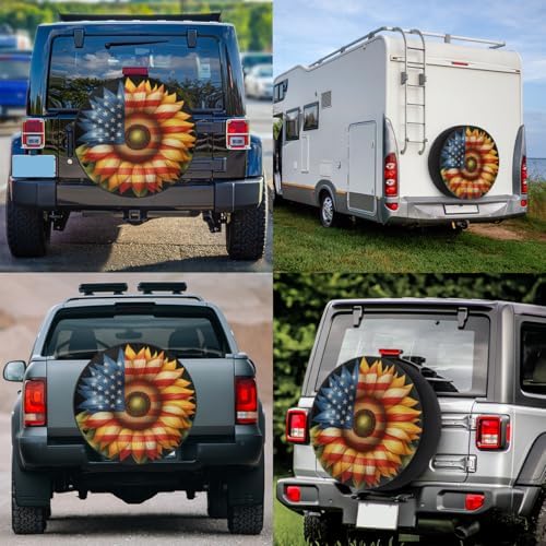 Rv Spare Tire Cover Wheel American Flag Sunflower Tire Covers Wheel Protectors - Image 6