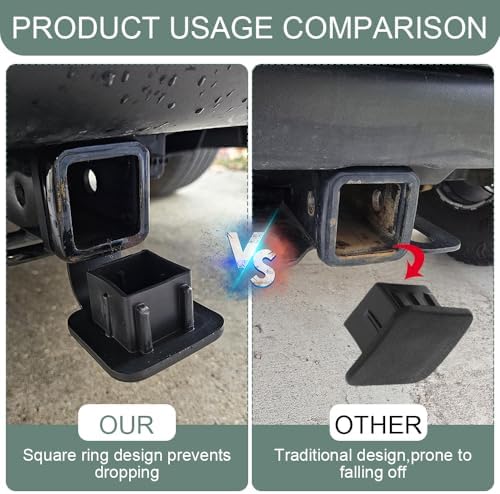 2 Inch Trailer Hitch Covers, Heavy Duty Tow Hook Dust Plug Cap, Rubber Receiver - Image 5