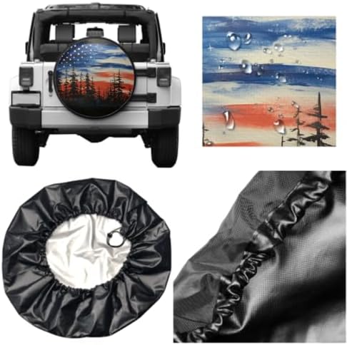 Spare Tire Cover American Flag Waterproof Dust-Proof Universal 16 Inch Wheel - Image 5