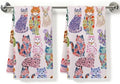 2 Pcs Colorful Cat Kitchen Towels, Cats Soft Absorbent Hand Tea Towel by ZHAMEN