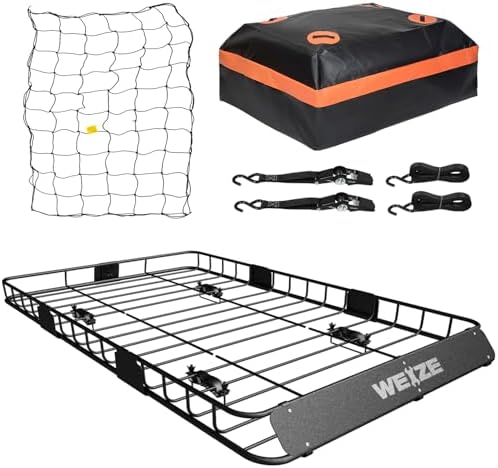 WEIZE 54" x 34" Heavy Duty Roof Rack Basket, 200LBS Universal Rooftop Cargo - Image 3