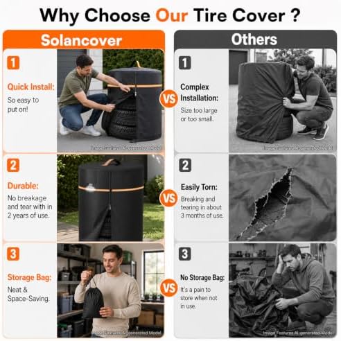 Wheel Cover, Durable 420D Oxford Tire Storage Cover - Image 2