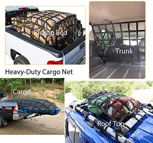 6.5ft Cargo Net for Pickup Truck Bed 64"x49" Adjustable Cross Strap Competiable - Image 4