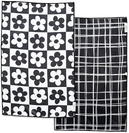 crae. Reversible Microfiber Hand Towel, 8 Track Black/White by CraeHome