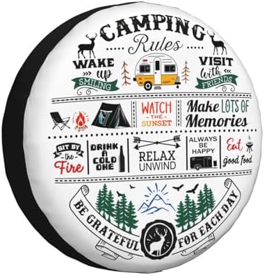 Camping Rules Spare Tire Cover Camper Wheel Covers Weatherproof Universal Wheel by Unknown