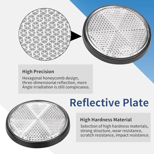 10 Pack 2.36inch Safety Reflectors White Round Self-Adhesive Reflector - Image 2