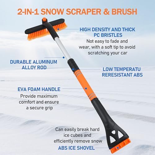 Snow Brush Ice Scrapers 30.7" for Car Windshield Detachable Snow Scrapers - Image 4