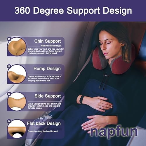 napfun Neck Pillow for Travel, Memory Foam Airplane Pillow - Image 3