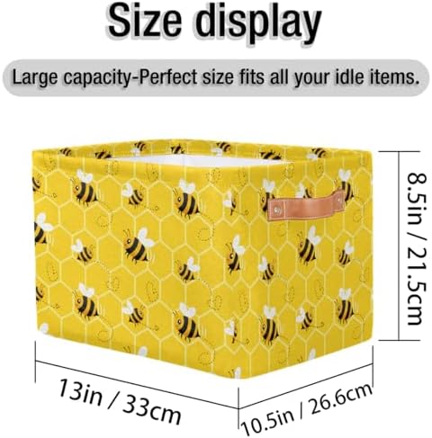 AUUXVA Bee Storage Basket Yellow Honeycomb Beehive Geometric Pattern Storage - Image 4