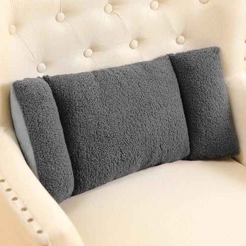 Queekay Fleece Lumbar Support Pillow 3 Section Back Pillow, Dark Gray by Queekay