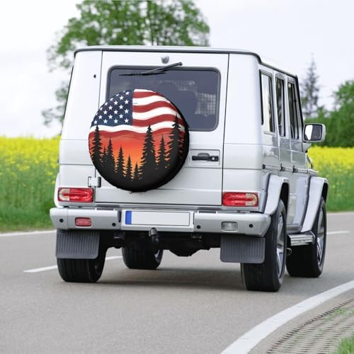 American Flag Forest Sunset Spare Tire Cover - Image 7