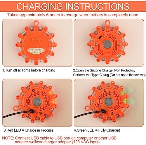 Tobfit 8 Pack USB-C Rechargeable LED Road Flares Roadside Emergency Car Kit - Image 5