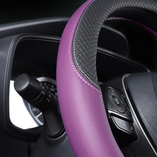 Automotive Steering Wheel Cover Leather Anti Slip Wrap 15" - Image 4