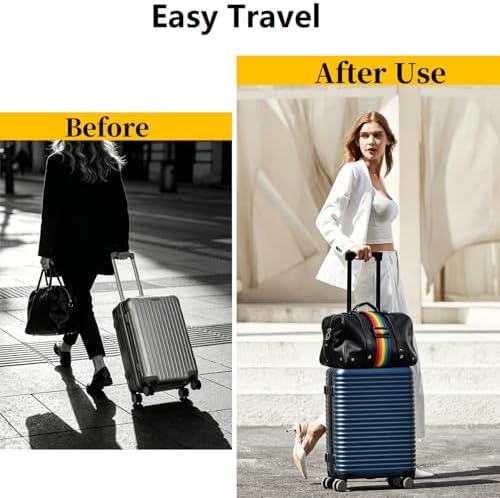 Luggage Connector Straps, Adjustable Bag Luggage Straps 2PCS Black+Blue - Image 4