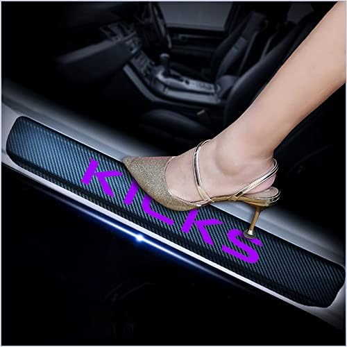 4Pcs Car Door Sill Protector for Nissan Kicks, Carbon Fiber Anti-Scratch Guard by Unknown