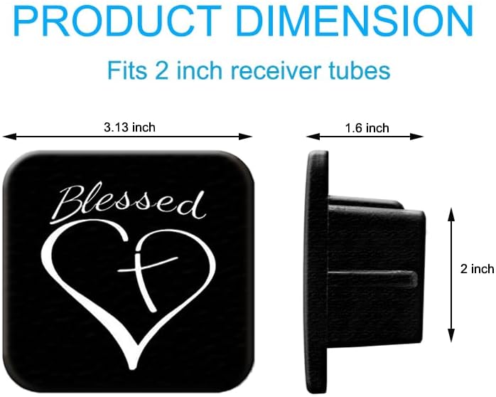 2 Inch Blessed Cross and Heart Christian Trailer Hitch Tube Cover Plug Cap - Image 4