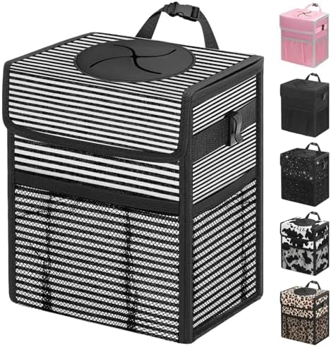 Capolo Car Trash Can with Lid, Leakproof Car Garbage Can Car Trash Bag by Capolo