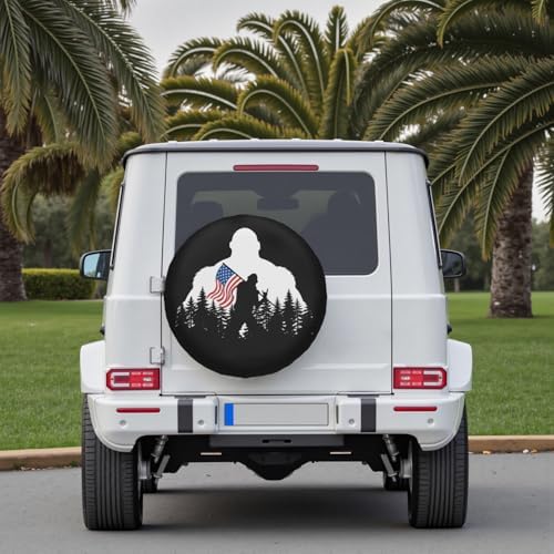 American Flag Spare Tire Cover Bigfoot Hiking Wheel Covers 17 Inch - Image 7