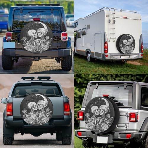 Rv Spare Tire Cover Wheel Halloween Skull Rose Skeletal Tire Covers Wheel - Image 6