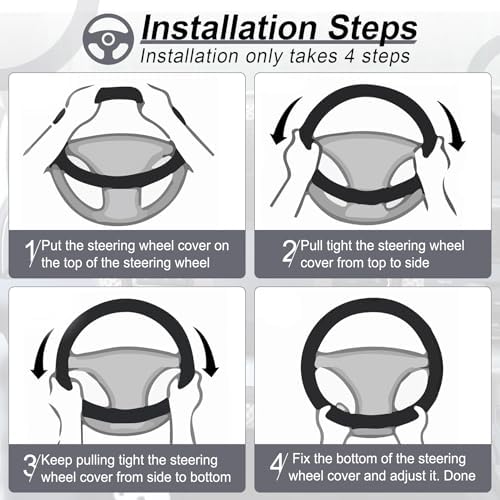 Alpmosn Elastic Stretch Steering Wheel Cover, Breathable Microfiber Ice Silk - Image 4