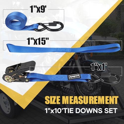 Ayaport Ratchet Straps Tie Downs, 1860lbs Break Strength, Larger Open S Hook W - Image 5
