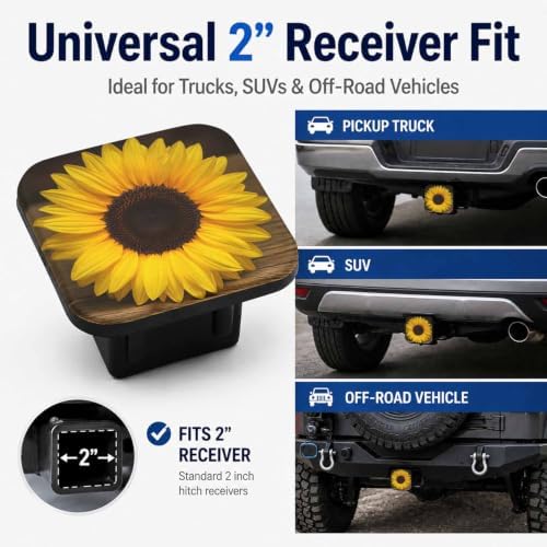 Trailer Hitch Covers Yellow Sunflower Heavy Duty 2 Inch Hitch Cover - Image 4