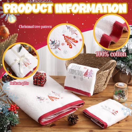 Peryiter 3 Pack Xmas Decorative Bath Towel Set - Image 3