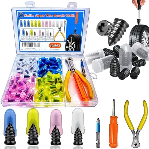 40Pcs Tire Repair Rubber Nails Kit by musibo
