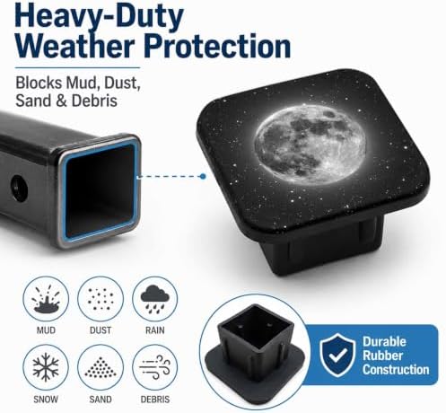 2" Hitch Cover Full Moon Rubber Towing Hitch Covers Hitch Protector - Image 6