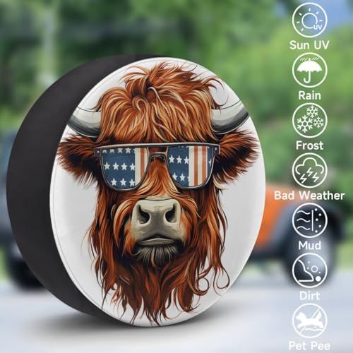 Spare Tire Cover for RV Trailer, Highland Cow American Tire Covers Universal - Image 3