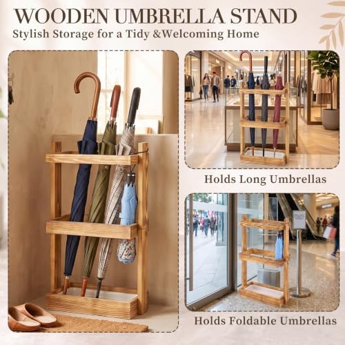 Patelai Wooden Umbrella Stand Rack - Image 3